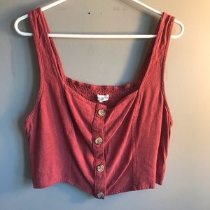 AEROPOSTALE BUTTON LINEN CROP TOP